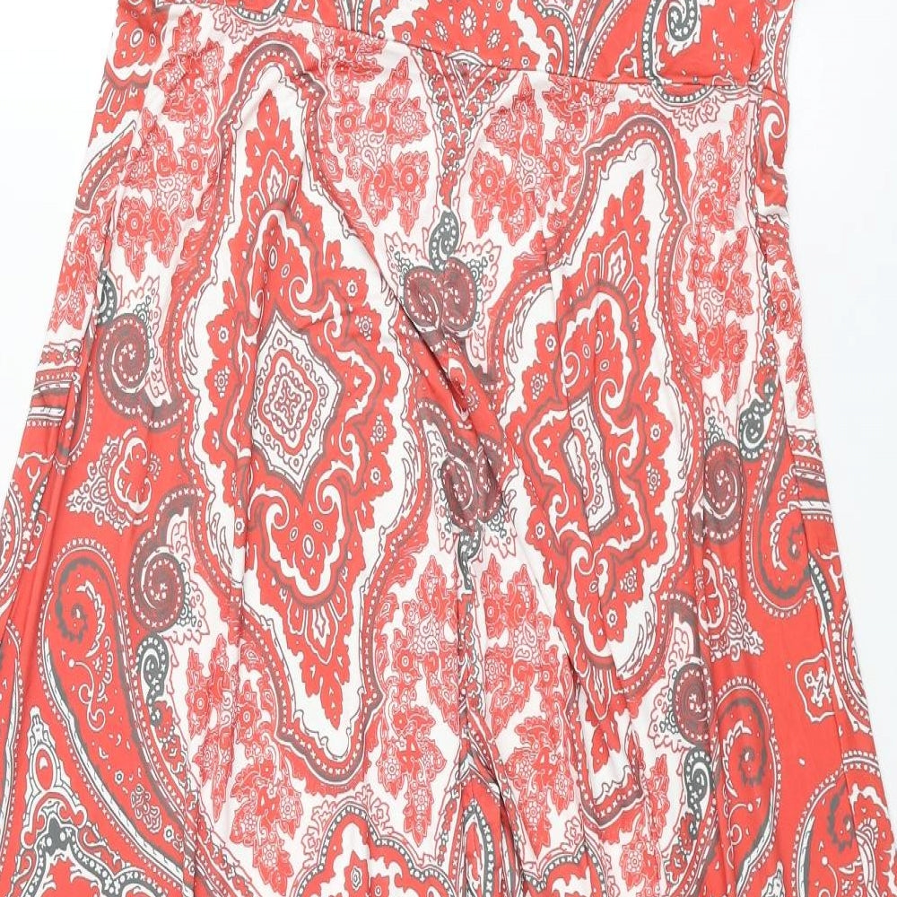Body Flirt Womens Red Paisley Polyester Shift Size M V-Neck Pullover - Rhinestone Detail