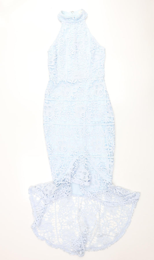 Missguided Womens Blue Polyester Mermaid Size 8 Round Neck Zip