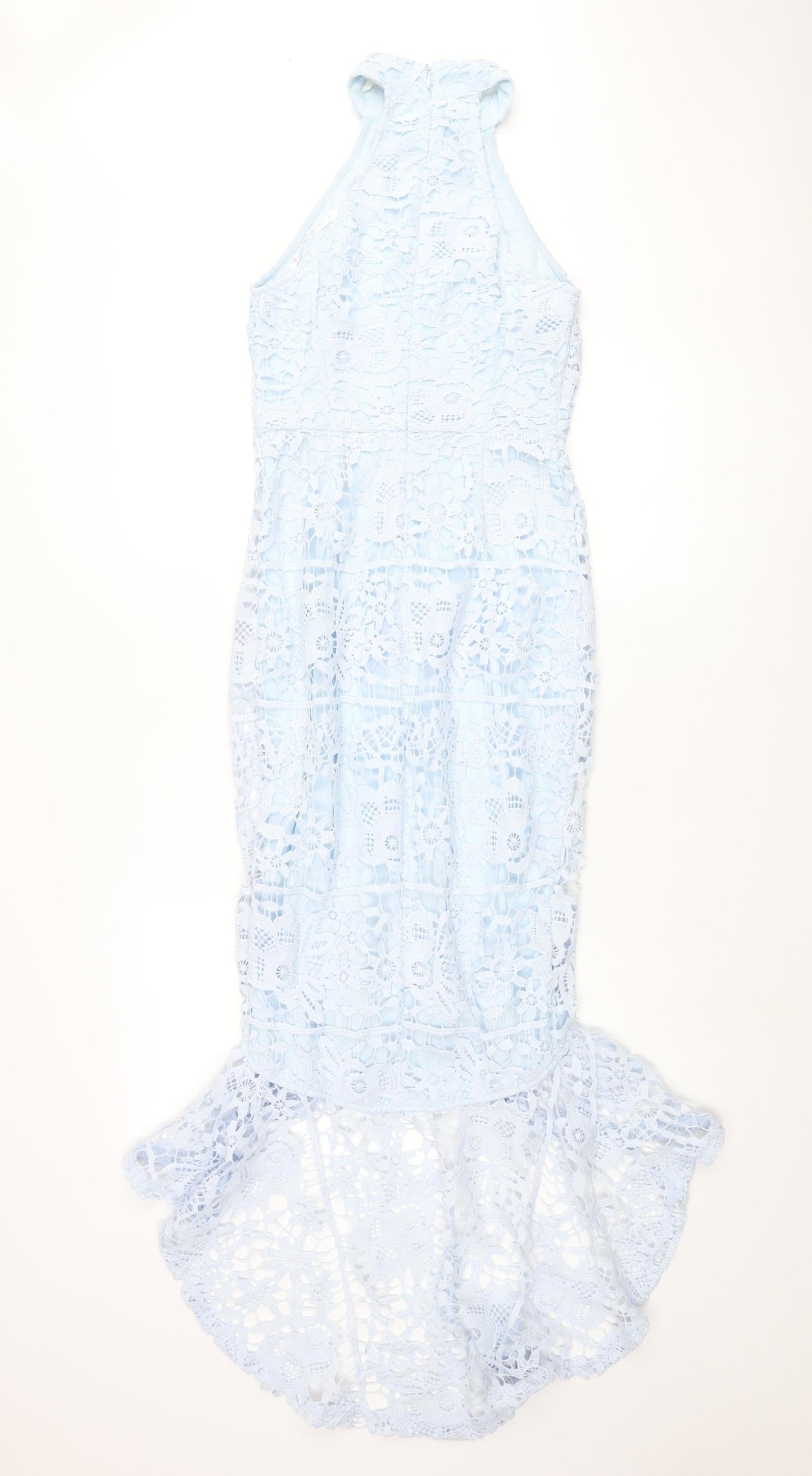 Missguided Womens Blue Polyester Mermaid Size 8 Round Neck Zip