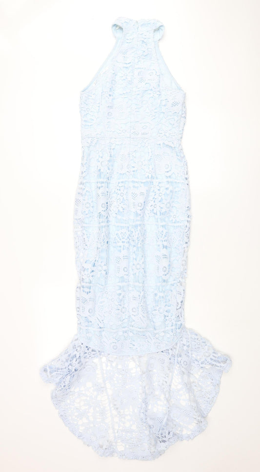 Missguided Womens Blue Polyester Mermaid Size 8 Round Neck Zip