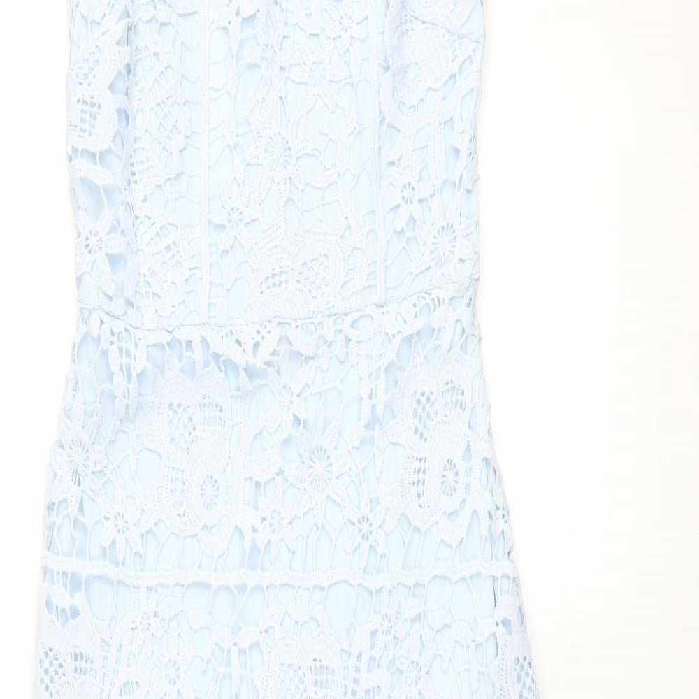 Missguided Womens Blue Polyester Mermaid Size 8 Round Neck Zip