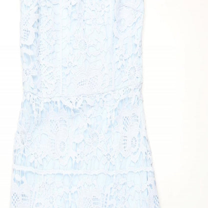 Missguided Womens Blue Polyester Mermaid Size 8 Round Neck Zip