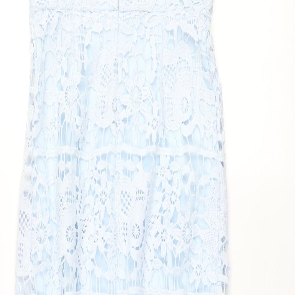 Missguided Womens Blue Polyester Mermaid Size 8 Round Neck Zip