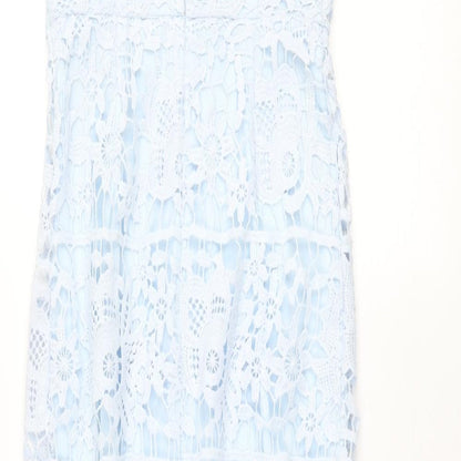 Missguided Womens Blue Polyester Mermaid Size 8 Round Neck Zip