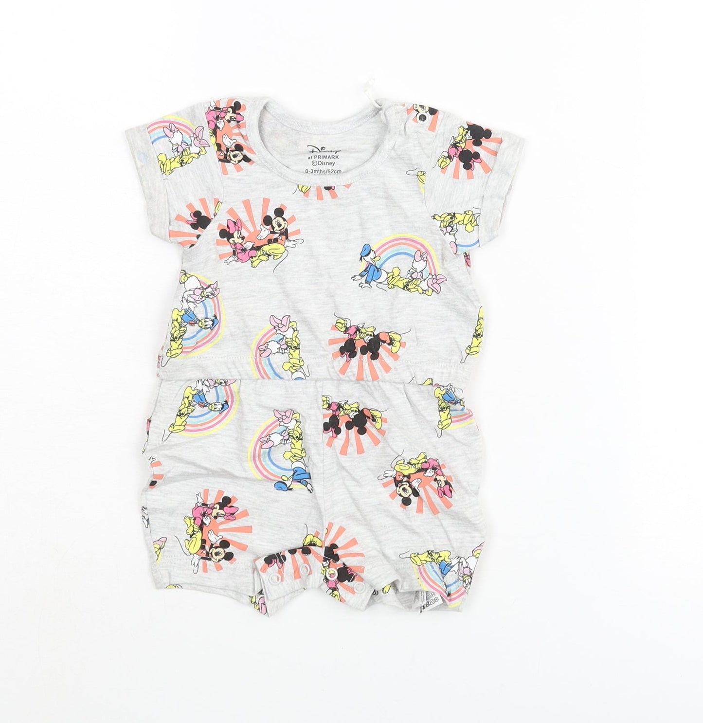 Disney Baby Grey Geometric Cotton Jumpsuit Outfit/Set Size 0-3 Months Snap - Mickey Mouse & Friends
