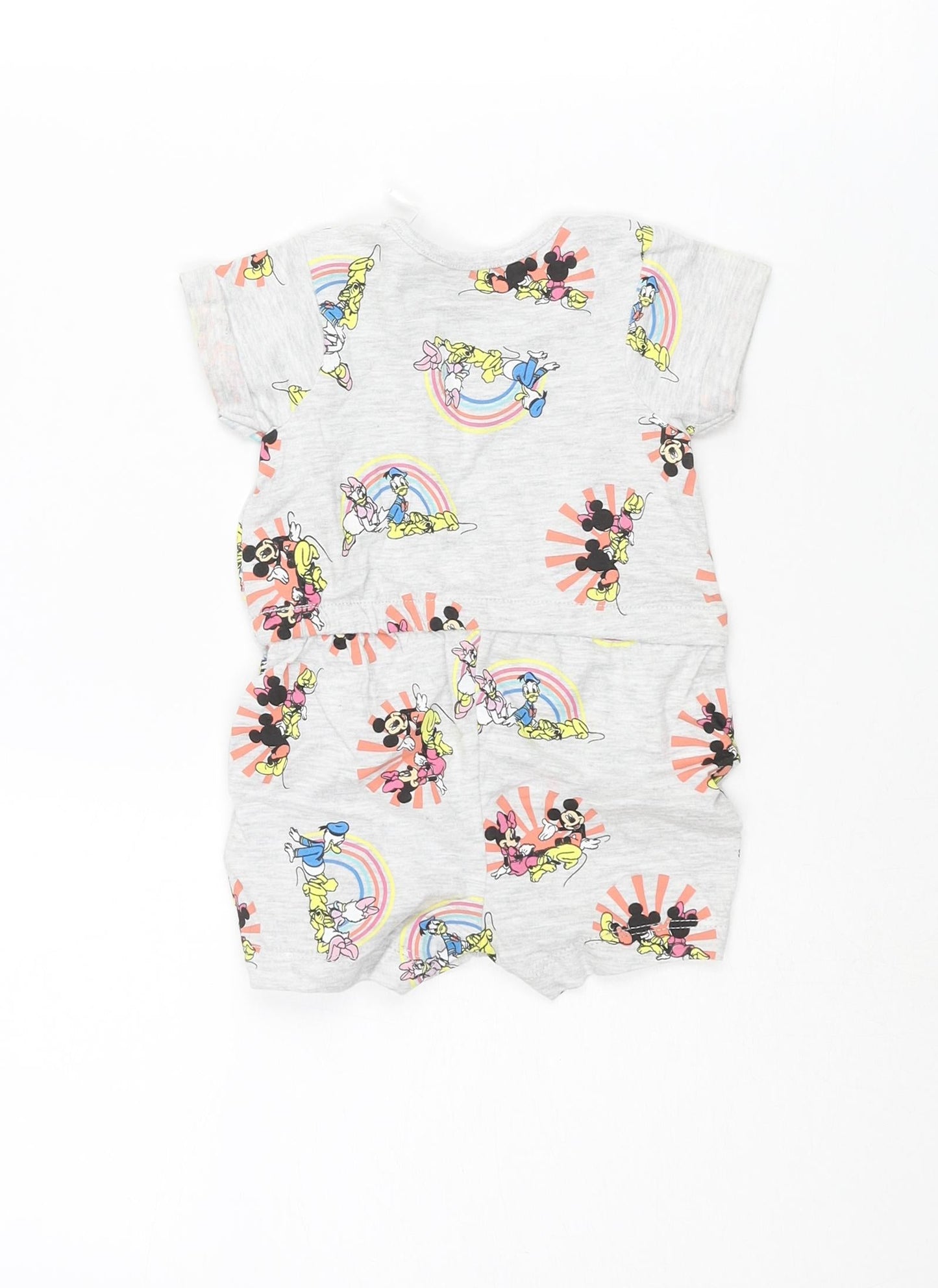 Disney Baby Grey Geometric Cotton Jumpsuit Outfit/Set Size 0-3 Months Snap - Mickey Mouse & Friends