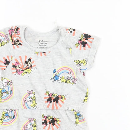 Disney Baby Grey Geometric Cotton Jumpsuit Outfit/Set Size 0-3 Months Snap - Mickey Mouse & Friends