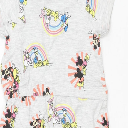 Disney Baby Grey Geometric Cotton Jumpsuit Outfit/Set Size 0-3 Months Snap - Mickey Mouse & Friends