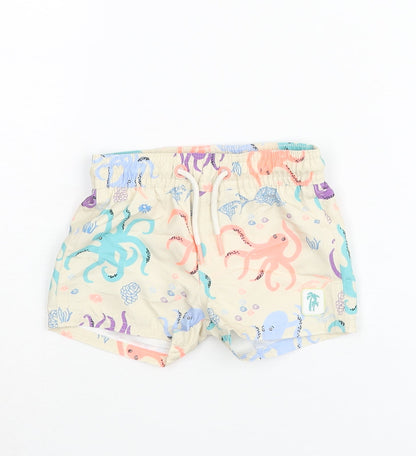 Marks and Spencer Boys Multicoloured Geometric Polyester Cropped Trousers Size 0-3 Months Drawstring - Swim Shorts Octopus Print