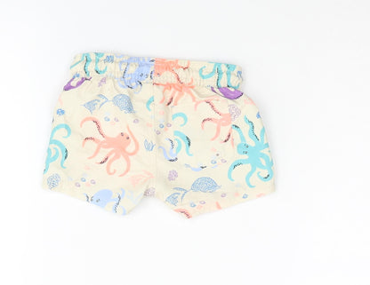Marks and Spencer Boys Multicoloured Geometric Polyester Cropped Trousers Size 0-3 Months Drawstring - Swim Shorts Octopus Print