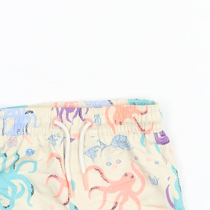 Marks and Spencer Boys Multicoloured Geometric Polyester Cropped Trousers Size 0-3 Months Drawstring - Swim Shorts Octopus Print