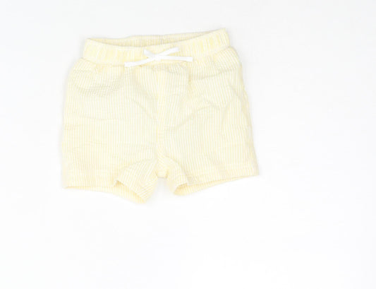 Marks and Boys Yellow Striped Polyester Cropped Trousers Size 6-9 Months Drawstring - Swim Shorts
