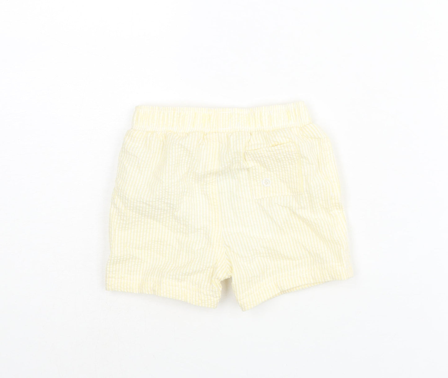 Marks and Boys Yellow Striped Polyester Cropped Trousers Size 6-9 Months Drawstring - Swim Shorts