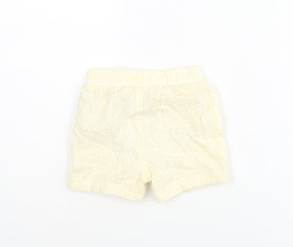Marks and Boys Yellow Striped Polyester Cropped Trousers Size 6-9 Months Drawstring - Swim Shorts