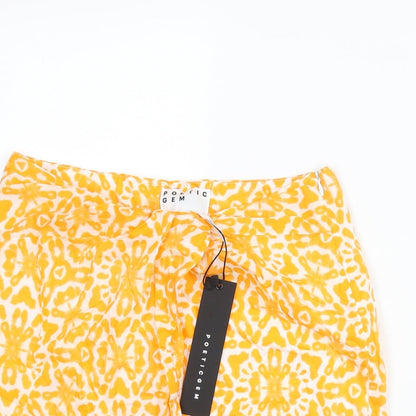 Poetic Gem Womens Orange Geometric Polyester Mini Skirt Size 28 in Zip