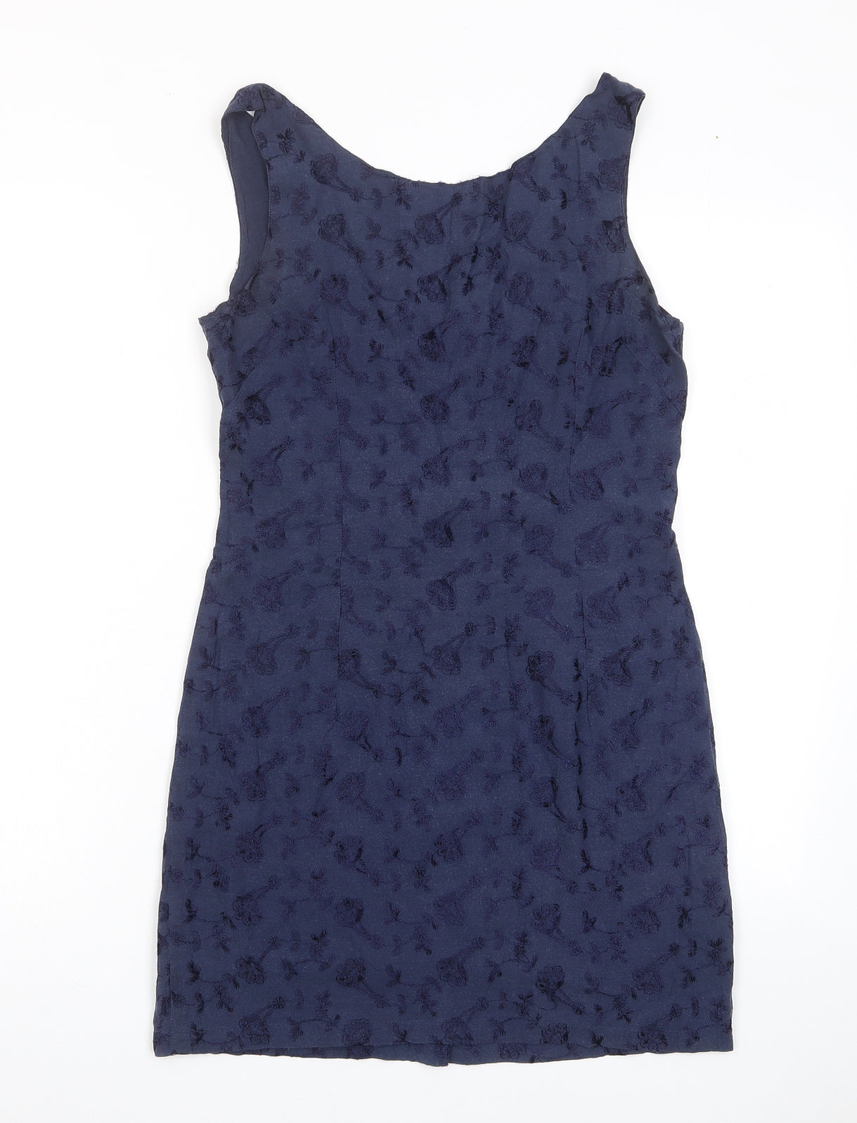 Oasis Womens Blue Floral Cotton Tank Dress Size 10 Scoop Neck Pullover