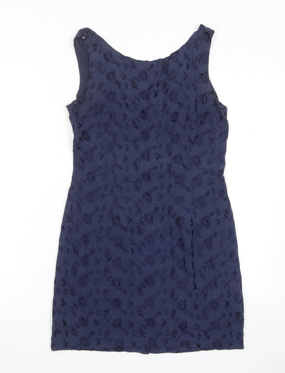 Oasis Womens Blue Floral Cotton Tank Dress Size 10 Scoop Neck Pullover
