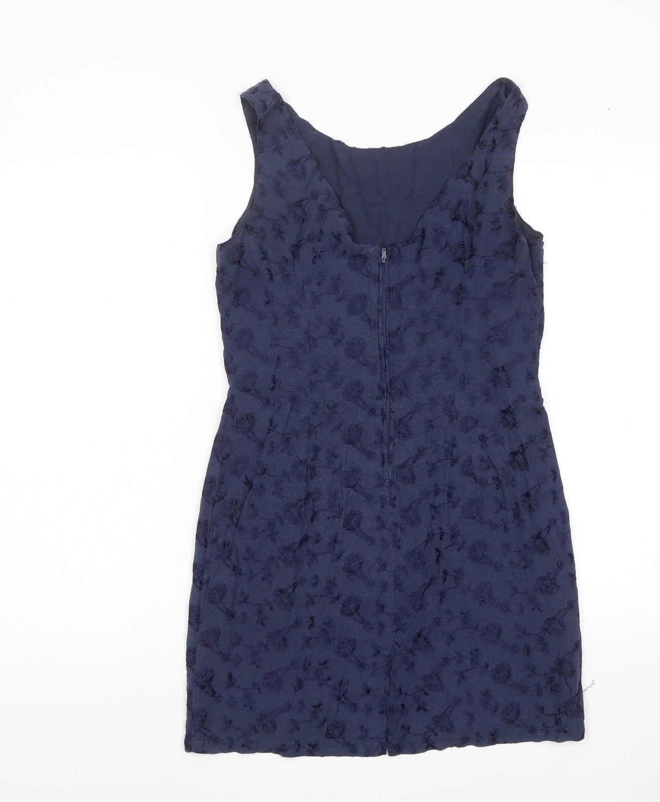 Oasis Womens Blue Floral Cotton Tank Dress Size 10 Scoop Neck Pullover