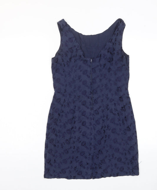 Oasis Womens Blue Floral Cotton Tank Dress Size 10 Scoop Neck Pullover