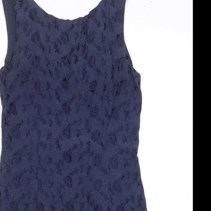 Oasis Womens Blue Floral Cotton Tank Dress Size 10 Scoop Neck Pullover