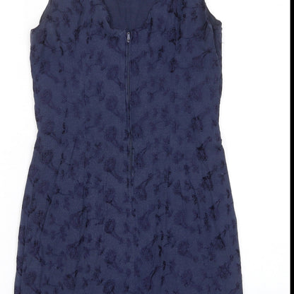 Oasis Womens Blue Floral Cotton Tank Dress Size 10 Scoop Neck Pullover