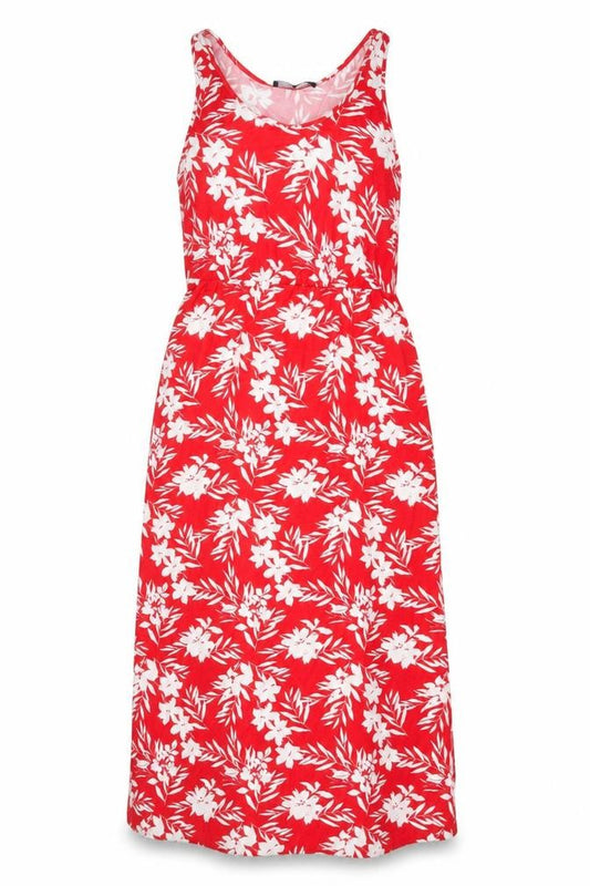 Very Womens Red Floral Viscose A-Line Size 14 Scoop Neck Pullover - Side slit