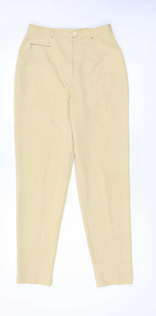 Steilmann Womens Yellow Polyester Trousers Size 14 L29 in Regular Zip - Zip