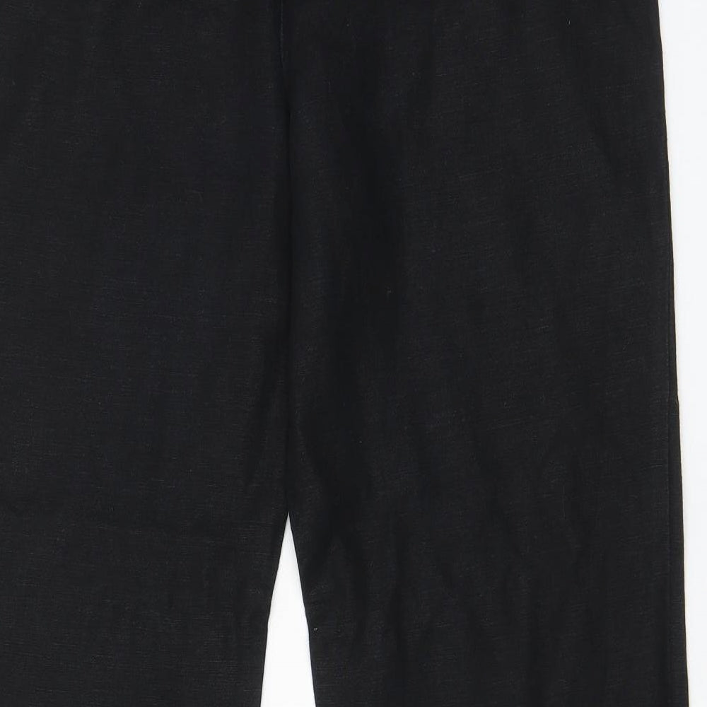 Collezioni Womens Black Linen Trousers Size 14 L29 in Regular Hook & Eye