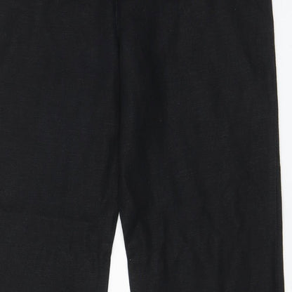 Collezioni Womens Black Linen Trousers Size 14 L29 in Regular Hook & Eye