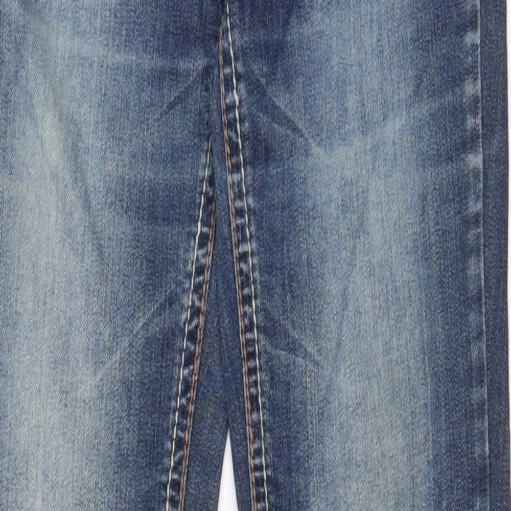AriZona Womens Blue Cotton Straight Jeans Size 28 in L29 in Regular Zip - Pockets, Embroided