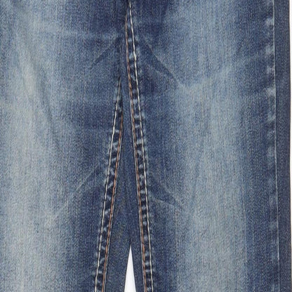 AriZona Womens Blue Cotton Straight Jeans Size 28 in L29 in Regular Zip - Pockets, Embroided