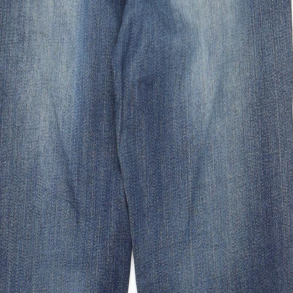AriZona Womens Blue Cotton Straight Jeans Size 28 in L29 in Regular Zip - Pockets, Embroided