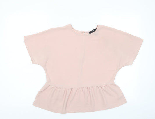 Womens UK Size 8 New Look Pink Basic T-Shirt