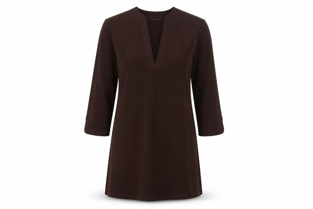 NEXT Womens Brown Polyester A-Line Size 12 V-Neck Pullover - Embroidered