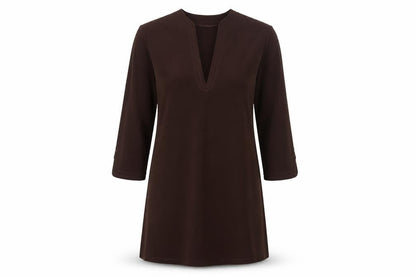 NEXT Womens Brown Polyester A-Line Size 12 V-Neck Pullover - Embroidered