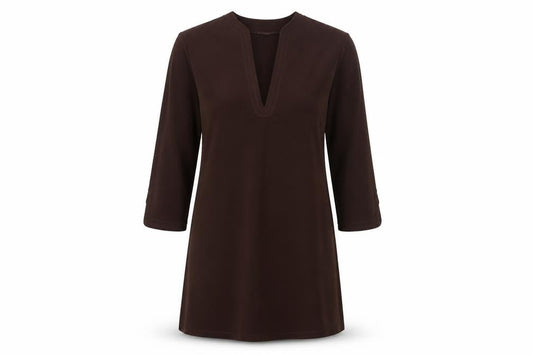 NEXT Womens Brown Polyester A-Line Size 12 V-Neck Pullover - Embroidered