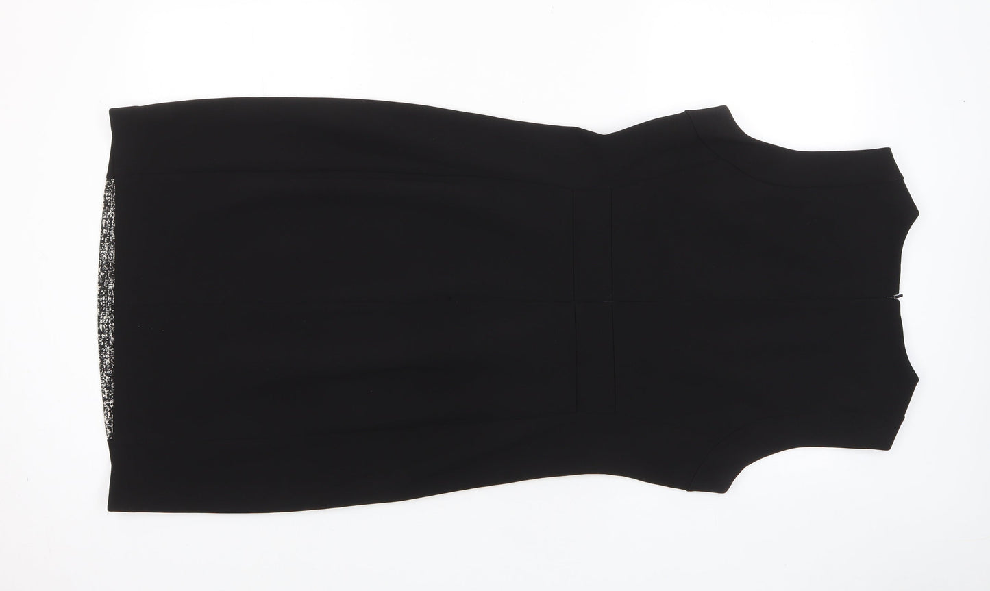Donna Karan Womens Black Polyester Pencil Dress Size 12 Crew Neck Zip