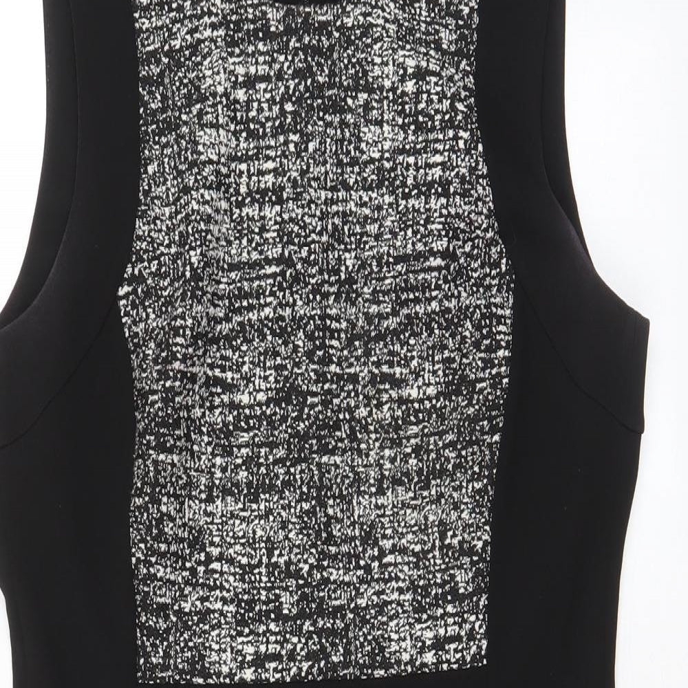 Donna Karan Womens Black Polyester Pencil Dress Size 12 Crew Neck Zip