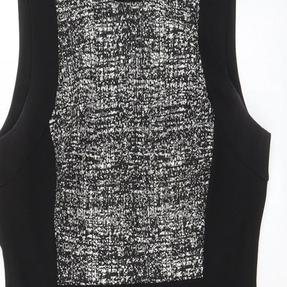 Donna Karan Womens Black Polyester Pencil Dress Size 12 Crew Neck Zip