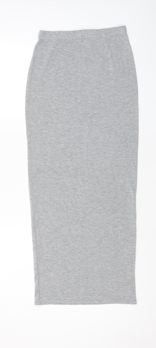 PRETTYLITTLETHING Womens Grey Viscose Bandage Skirt Size 8