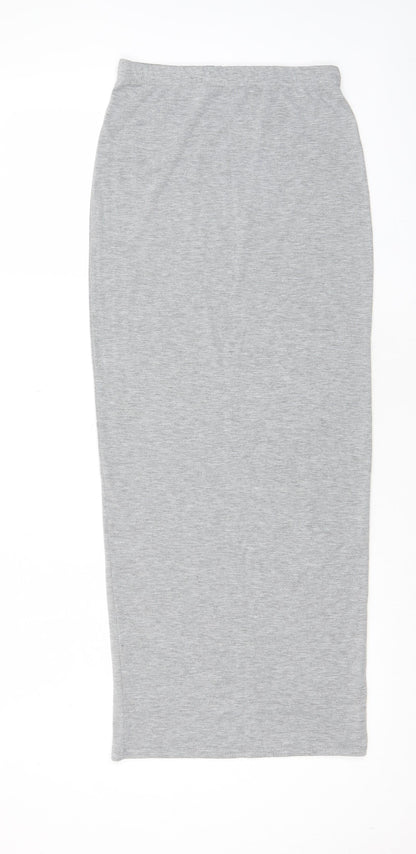 PRETTYLITTLETHING Womens Grey Viscose Bandage Skirt Size 8