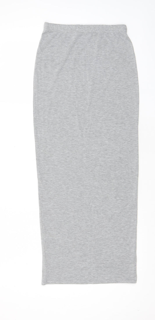 PRETTYLITTLETHING Womens Grey Viscose Bandage Skirt Size 8