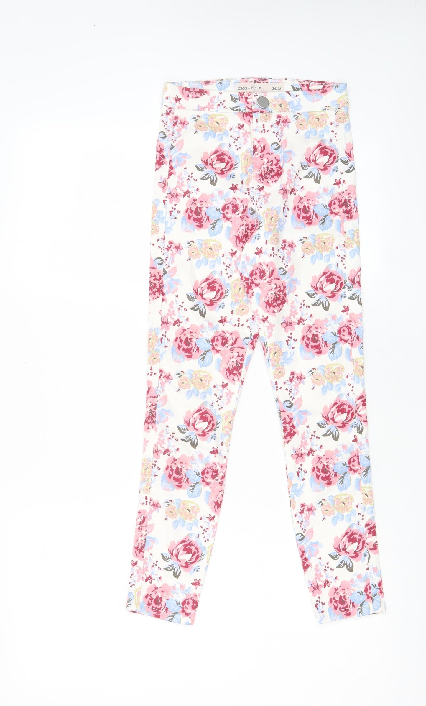 ASOS Womens Multicoloured Cotton Skinny Jeans Size 24 in L26 in Regular Zip - Pockets