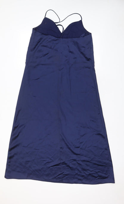 Zara Womens Blue Polyester A-Line Size S Halter Pullover