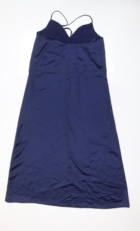 Zara Womens Blue Polyester A-Line Size S Halter Pullover