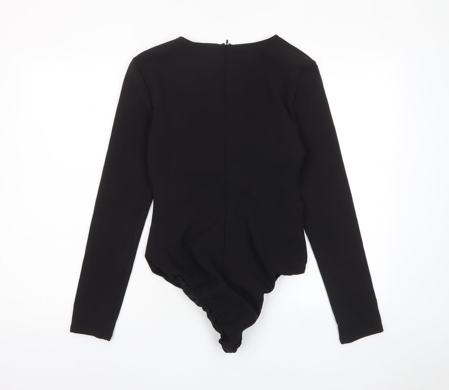 Zara Womens Black Polyester Bodysuit One-Piece Size S Zip - Cross neckline