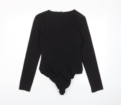 Zara Womens Black Polyester Bodysuit One-Piece Size S Zip - Cross neckline