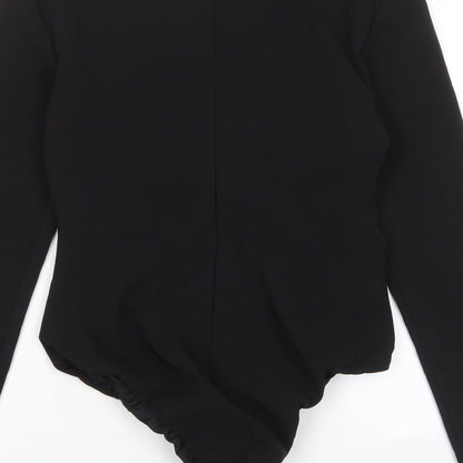 Zara Womens Black Polyester Bodysuit One-Piece Size S Zip - Cross neckline