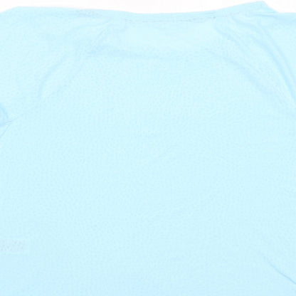 GOODMOVE Womens Blue Animal Print Polyester Basic T-Shirt Size 12 Crew Neck Pullover - Logo