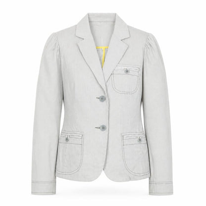 Next Womens Grey Striped Biker Jacket Size 12 Button - Pockets, Pleated